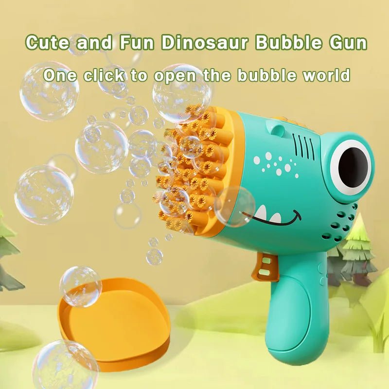 Dinosaur Bubble Gun | 40 - Hole Blaster for Colorful Bubble Fun - Katchy Vibez