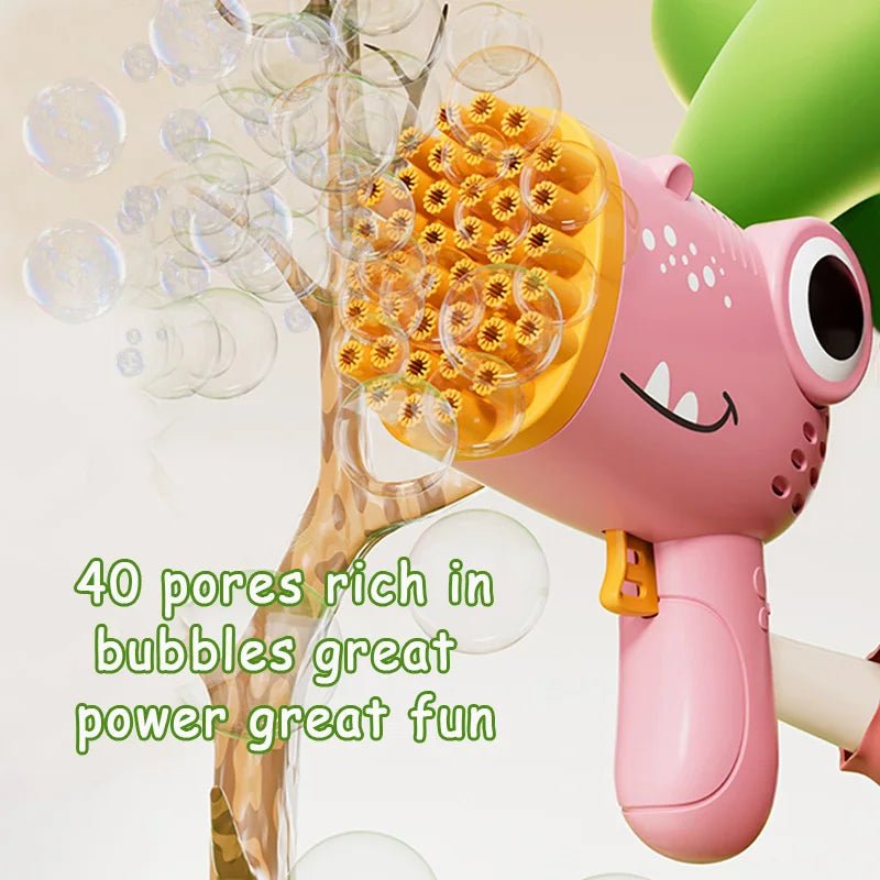 Dinosaur Bubble Gun | 40 - Hole Blaster for Colorful Bubble Fun - Katchy Vibez