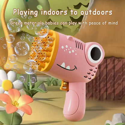 Dinosaur Bubble Gun | 40 - Hole Blaster for Colorful Bubble Fun - Katchy Vibez