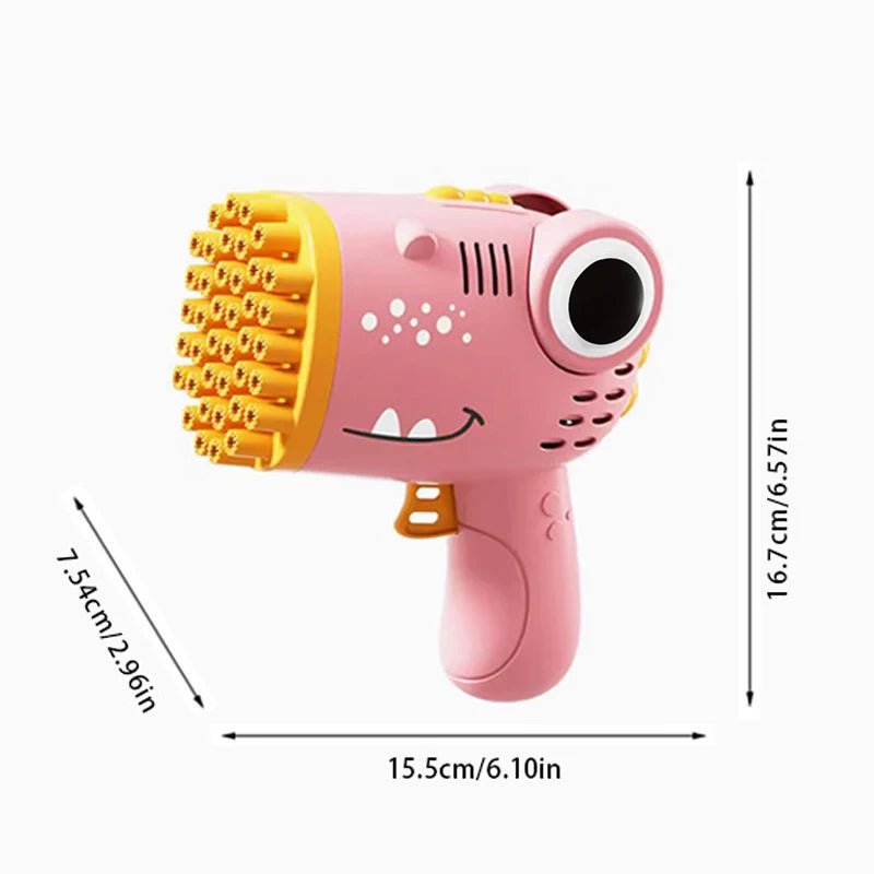 Dinosaur Bubble Gun | 40 - Hole Blaster for Colorful Bubble Fun - Katchy Vibez