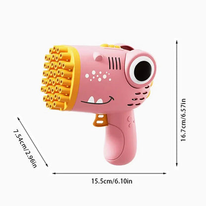 Dinosaur Bubble Gun | 40 - Hole Blaster for Colorful Bubble Fun - Katchy Vibez