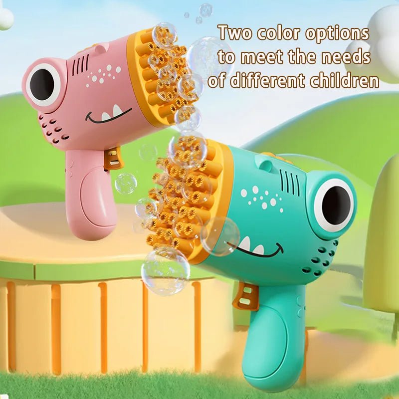 Dinosaur Bubble Gun | 40 - Hole Blaster for Colorful Bubble Fun - Katchy Vibez