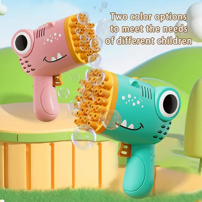 Dinosaur Bubble Gun | 40 - Hole Blaster for Colorful Bubble Fun - Katchy Vibez