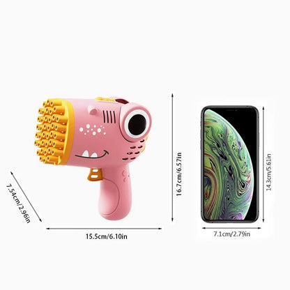 Dinosaur Bubble Gun | 40 - Hole Blaster for Colorful Bubble Fun - Katchy Vibez