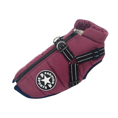 🔗Dog Winter Coat with Harness – Waterproof Fleece Padded Jacket - Katchy Vibez