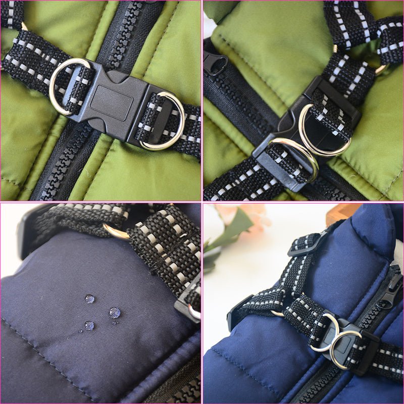 🔗Dog Winter Coat with Harness – Waterproof Fleece Padded Jacket - Katchy Vibez