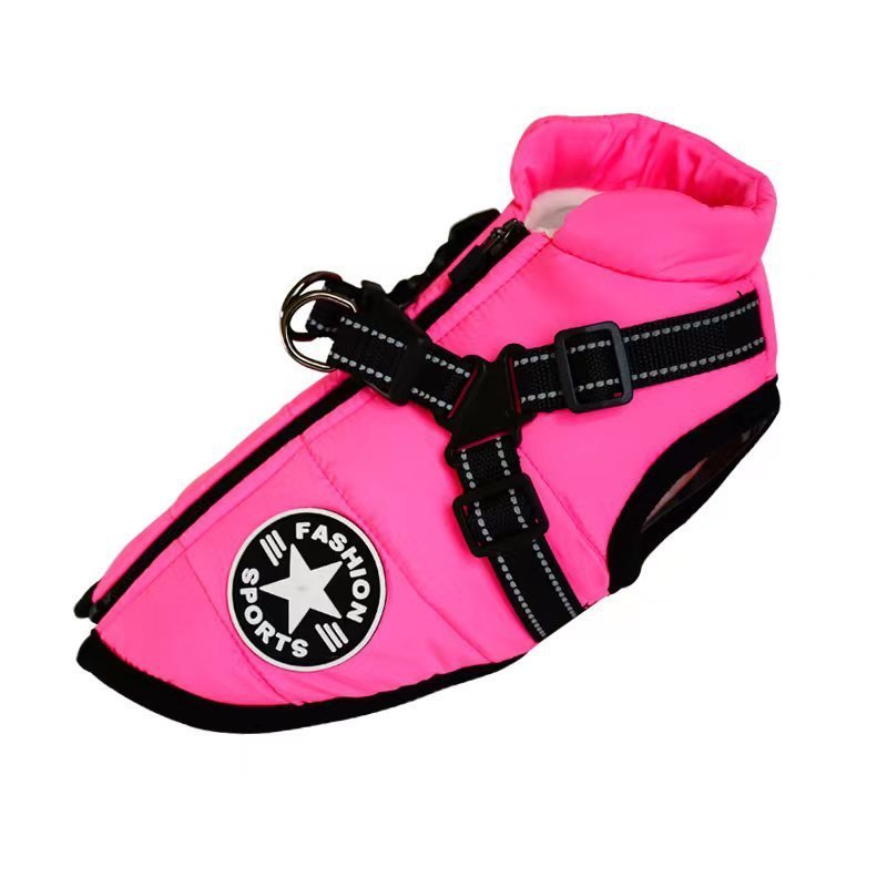 🔗Dog Winter Coat with Harness – Waterproof Fleece Padded Jacket - Katchy Vibez