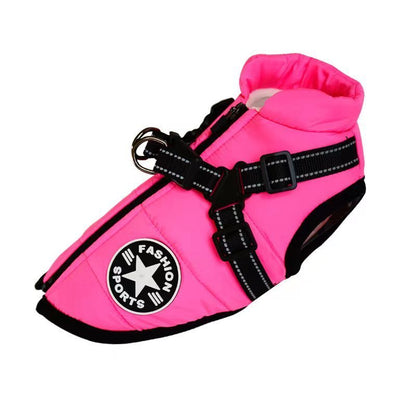 🔗Dog Winter Coat with Harness – Waterproof Fleece Padded Jacket - Katchy Vibez
