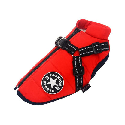 🔗Dog Winter Coat with Harness – Waterproof Fleece Padded Jacket - Katchy Vibez