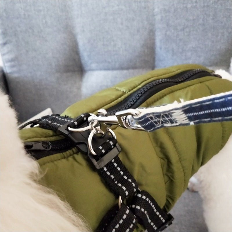 🔗Dog Winter Coat with Harness – Waterproof Fleece Padded Jacket - Katchy Vibez