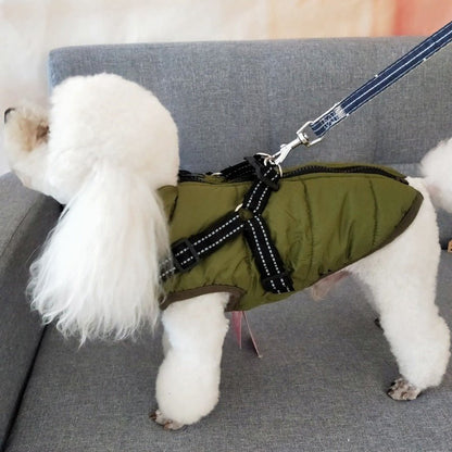 🔗Dog Winter Coat with Harness – Waterproof Fleece Padded Jacket - Katchy Vibez