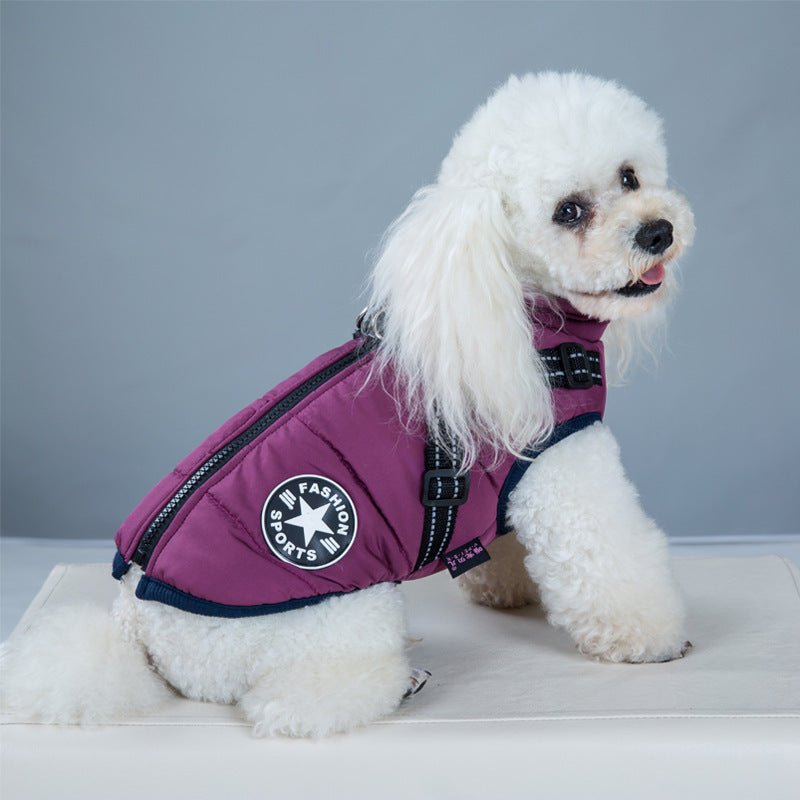 🔗Dog Winter Coat with Harness – Waterproof Fleece Padded Jacket - Katchy Vibez