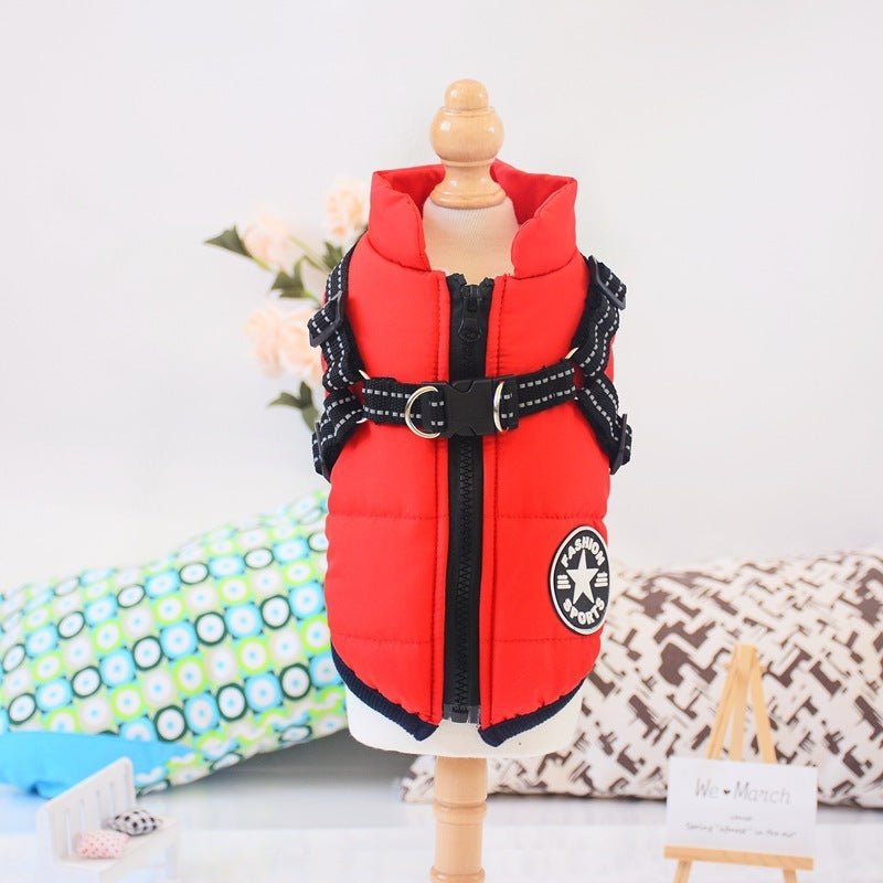 🔗Dog Winter Coat with Harness – Waterproof Fleece Padded Jacket - Katchy Vibez