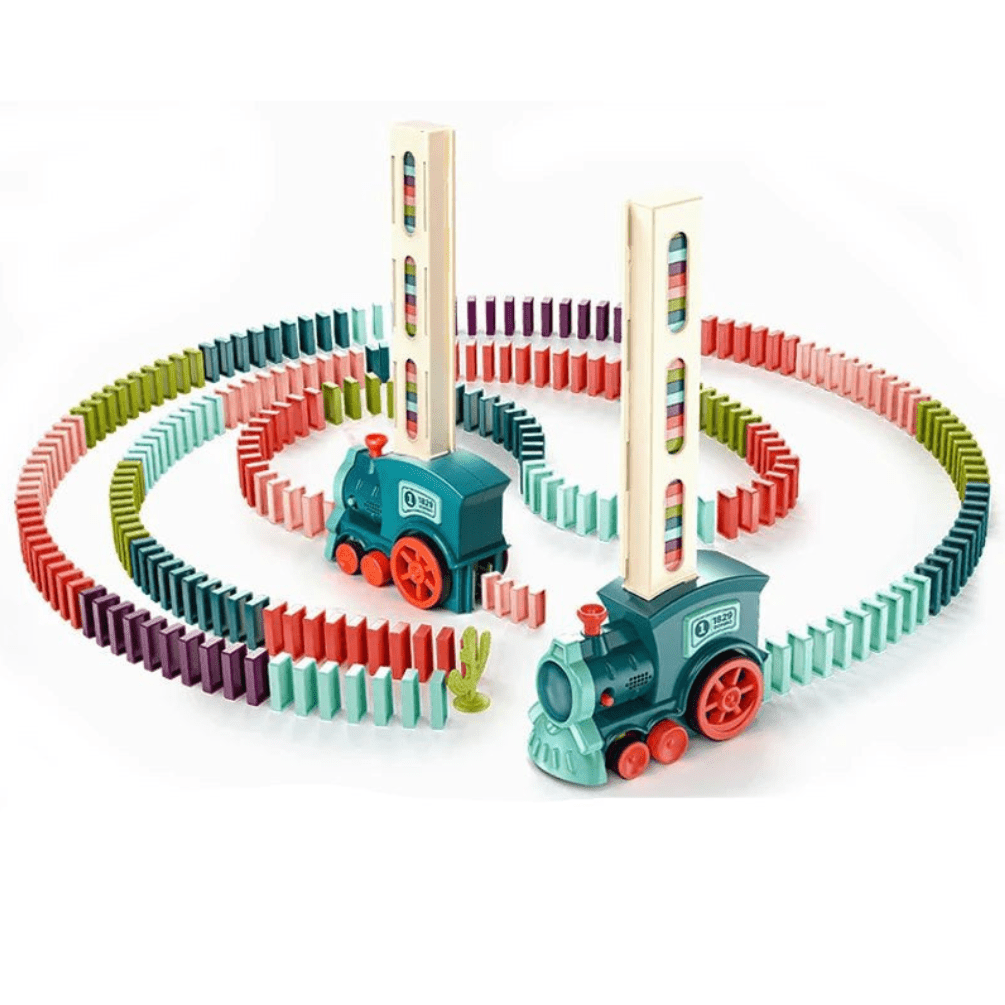 Domino Train Toy – Automatic Stacking Blocks with Light & Music - Katchy Vibez