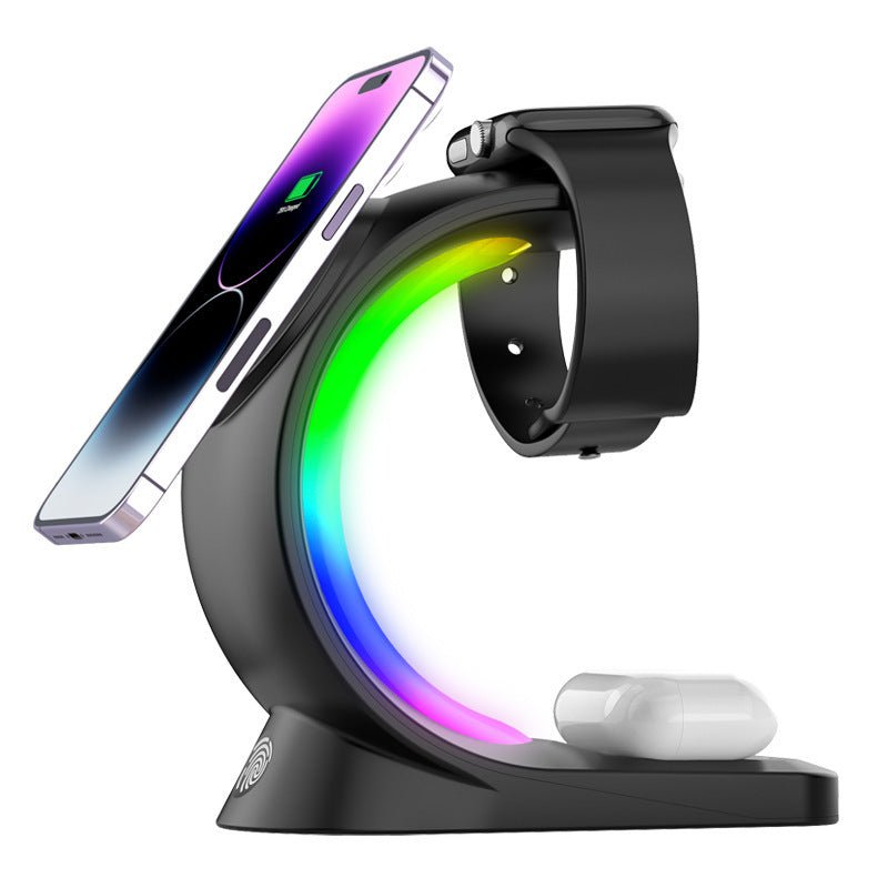 GlowDock™ – RGB 3 - in - 1 Magnetic Wireless Charging Station - Katchy Vibez