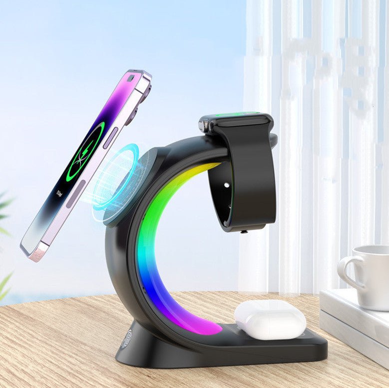 GlowDock™ – RGB 3 - in - 1 Magnetic Wireless Charging Station - Katchy Vibez