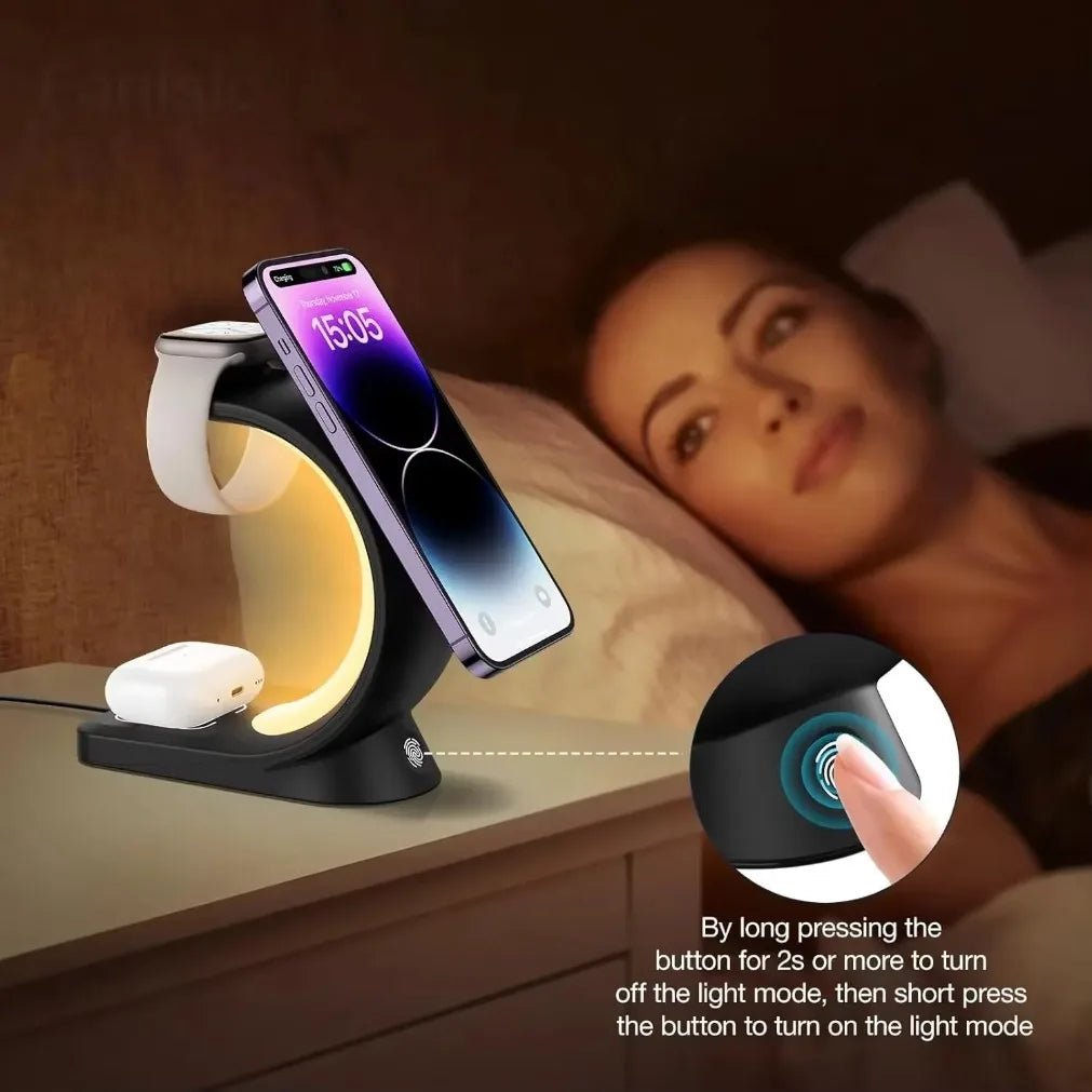 GlowDock™ – RGB 3 - in - 1 Magnetic Wireless Charging Station - Katchy Vibez