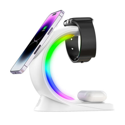 GlowDock™ – RGB 3 - in - 1 Magnetic Wireless Charging Station - Katchy Vibez