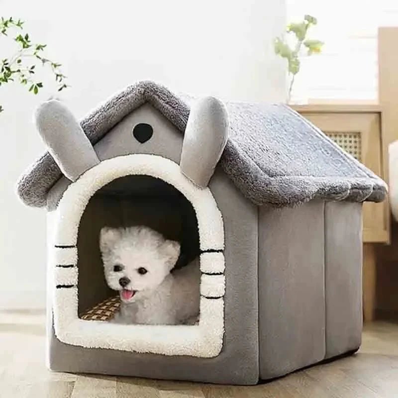 🔗Indoor Warm Dog & Cat House | Soft Tent Bed with Removable Cushion - Katchy Vibez