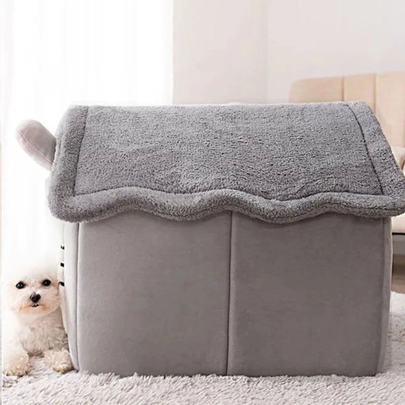 🔗Indoor Warm Dog & Cat House | Soft Tent Bed with Removable Cushion - Katchy Vibez