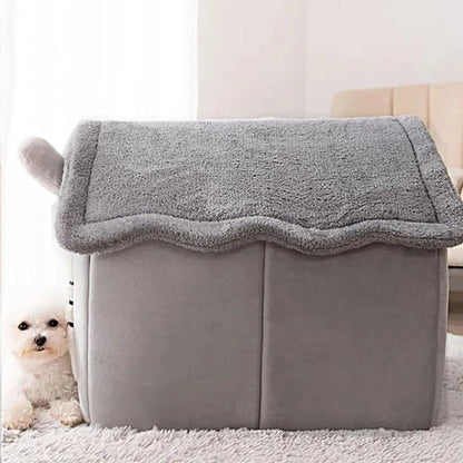 🔗Indoor Warm Dog & Cat House | Soft Tent Bed with Removable Cushion - Katchy Vibez