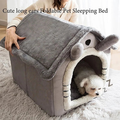 🔗Indoor Warm Dog & Cat House | Soft Tent Bed with Removable Cushion - Katchy Vibez
