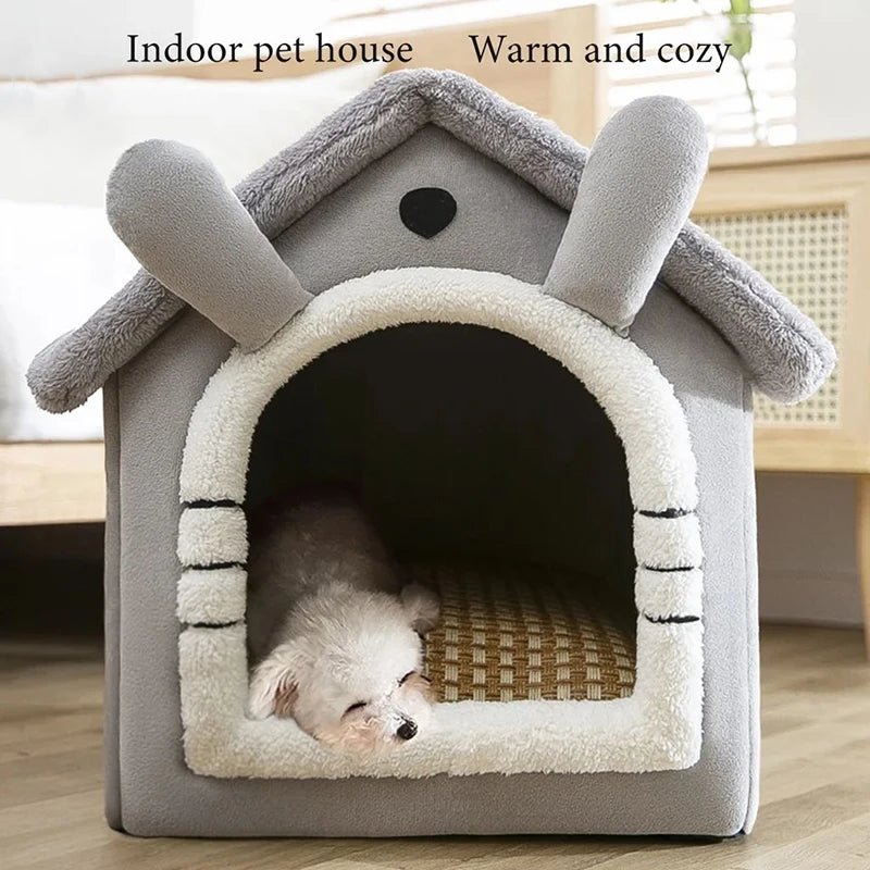 🔗Indoor Warm Dog & Cat House | Soft Tent Bed with Removable Cushion - Katchy Vibez