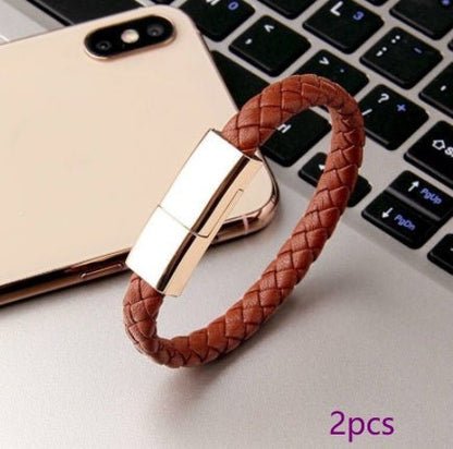 Leather Mini USB Bracelet Data Charging Cable - Katchy Vibez
