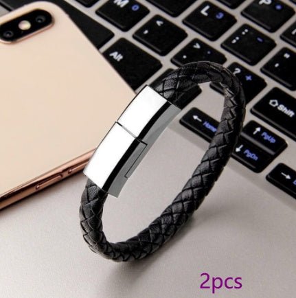 Leather Mini USB Bracelet Data Charging Cable - Katchy Vibez