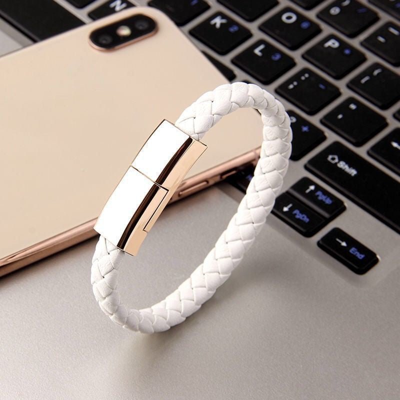 Leather Mini USB Bracelet Data Charging Cable - Katchy Vibez