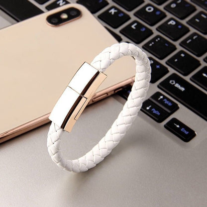 Leather Mini USB Bracelet Data Charging Cable - Katchy Vibez