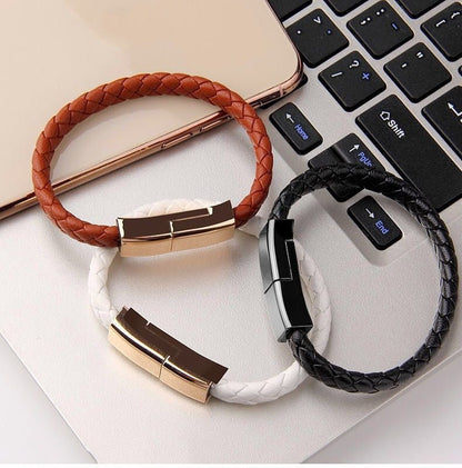 Leather Mini USB Bracelet Data Charging Cable - Katchy Vibez