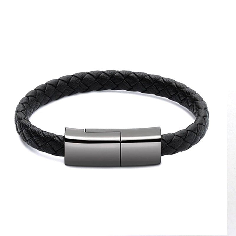 Leather Mini USB Bracelet Data Charging Cable - Katchy Vibez