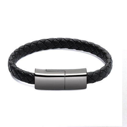 Leather Mini USB Bracelet Data Charging Cable - Katchy Vibez