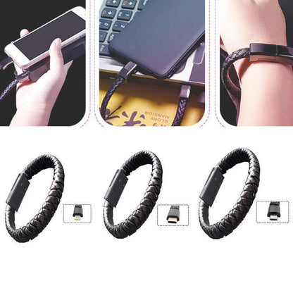 Leather Mini USB Bracelet Data Charging Cable - Katchy Vibez