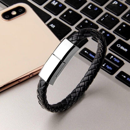 Leather Mini USB Bracelet Data Charging Cable - Katchy Vibez