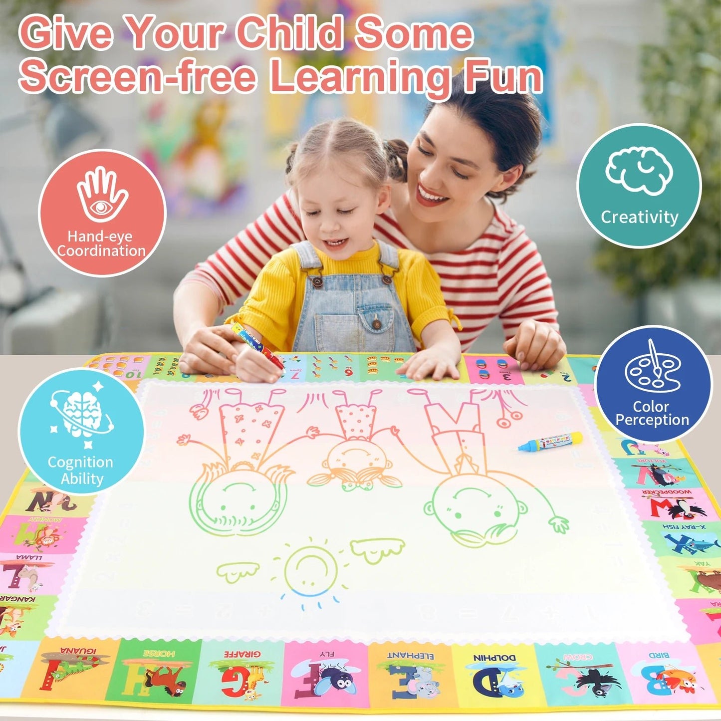 Magical Water Drawing Mat | Mess - Free Creativity for Kids - Katchy Vibez