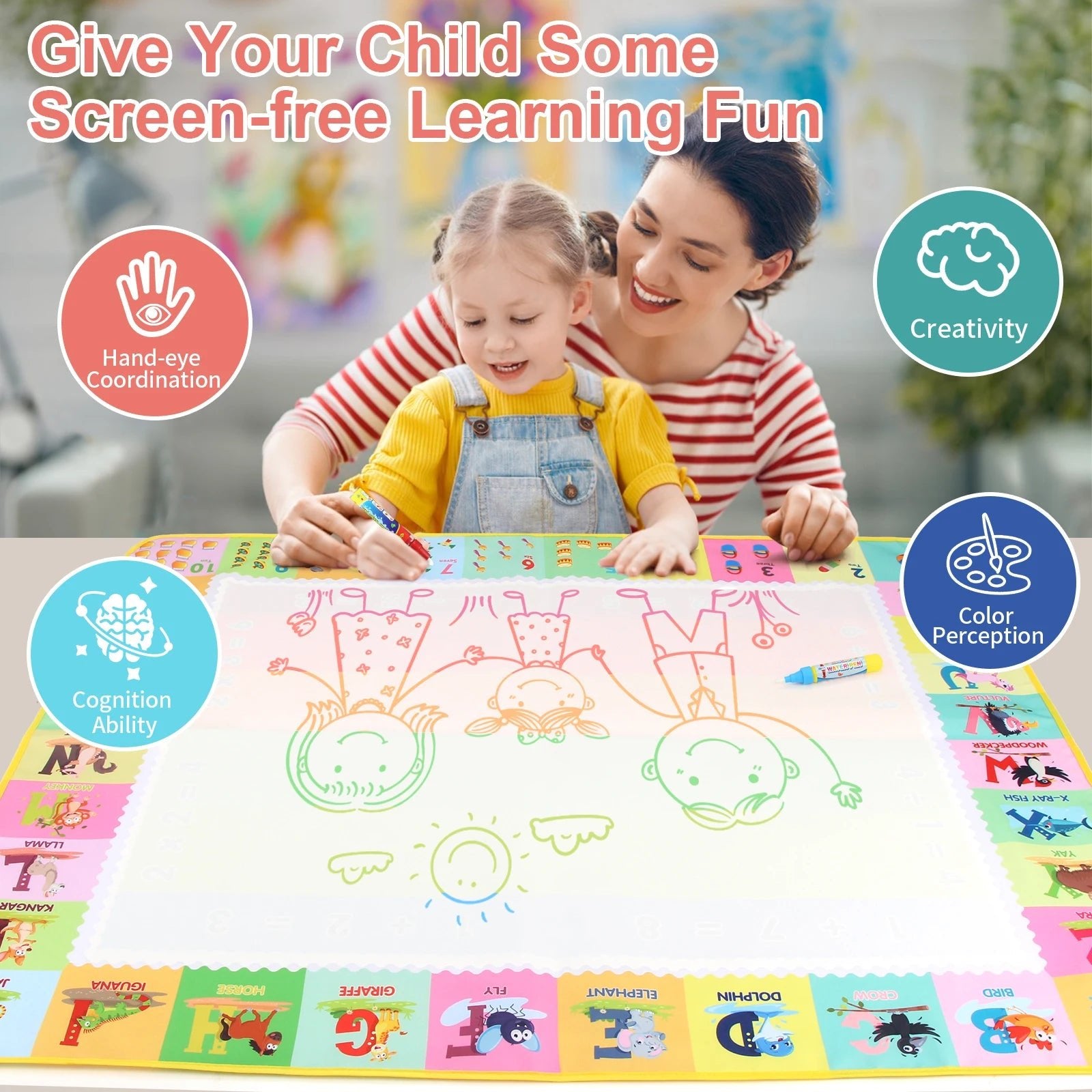 Magical Water Drawing Mat | Mess - Free Creativity for Kids - Katchy Vibez