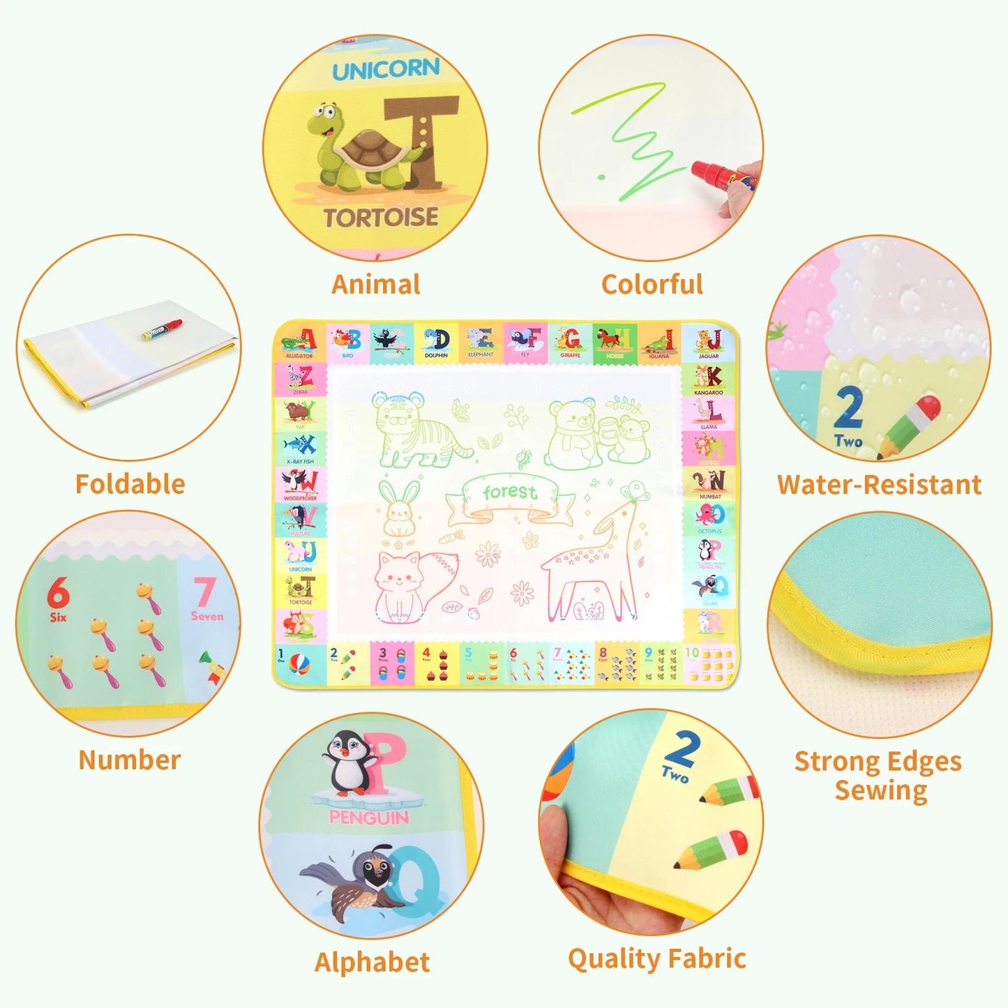 Magical Water Drawing Mat | Mess - Free Creativity for Kids - Katchy Vibez