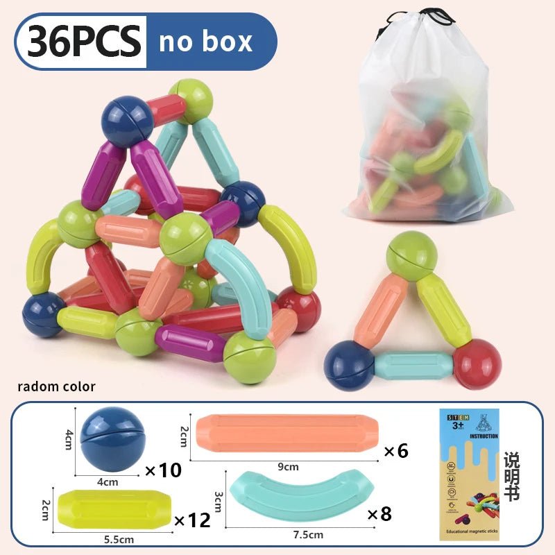 Magnetic Building Sticks & Balls Set | STEM Toy for Toddlers & Kids - Katchy Vibez