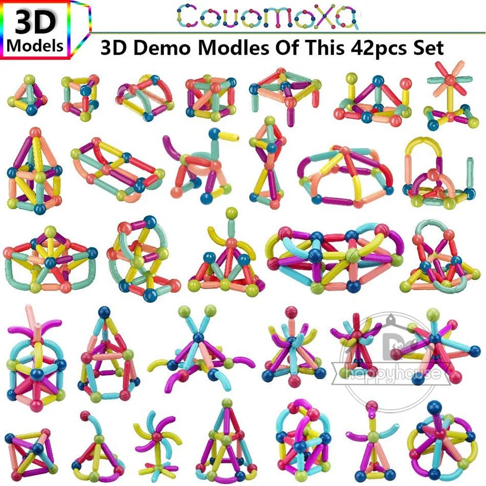 Magnetic Building Sticks & Balls Set | STEM Toy for Toddlers & Kids - Katchy Vibez