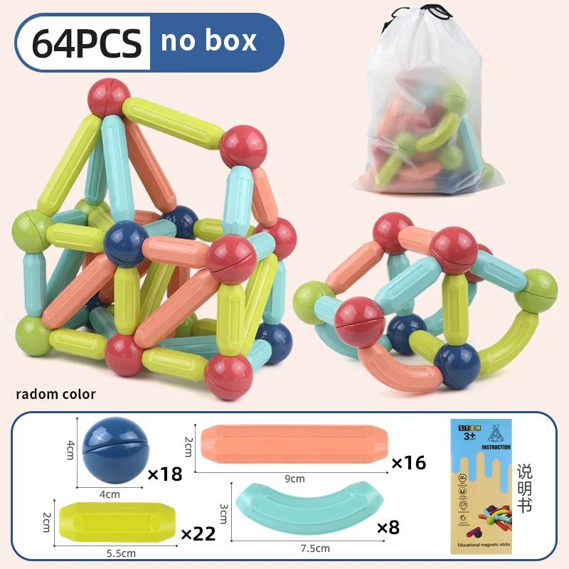 Magnetic Building Sticks & Balls Set | STEM Toy for Toddlers & Kids - Katchy Vibez
