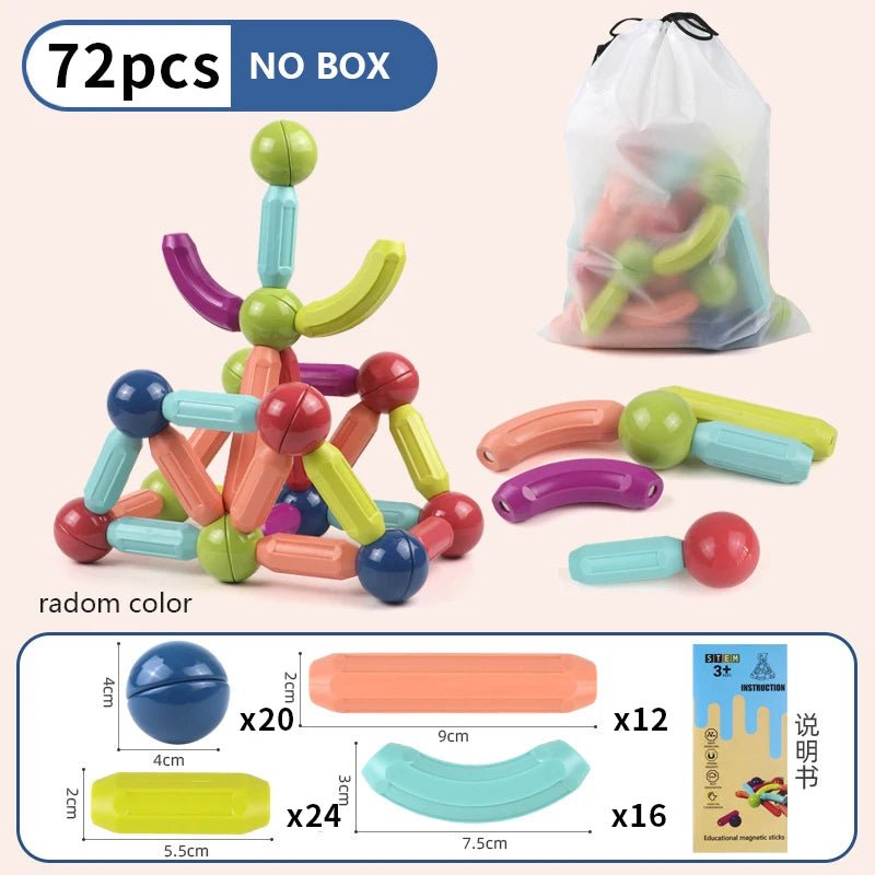 Magnetic Building Sticks & Balls Set | STEM Toy for Toddlers & Kids - Katchy Vibez