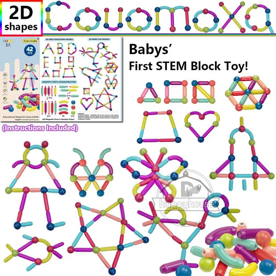Magnetic Building Sticks & Balls Set | STEM Toy for Toddlers & Kids - Katchy Vibez