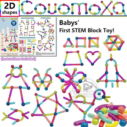 Magnetic Building Sticks & Balls Set | STEM Toy for Toddlers & Kids - Katchy Vibez