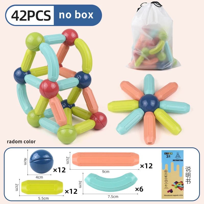 Magnetic Building Sticks & Balls Set | STEM Toy for Toddlers & Kids - Katchy Vibez