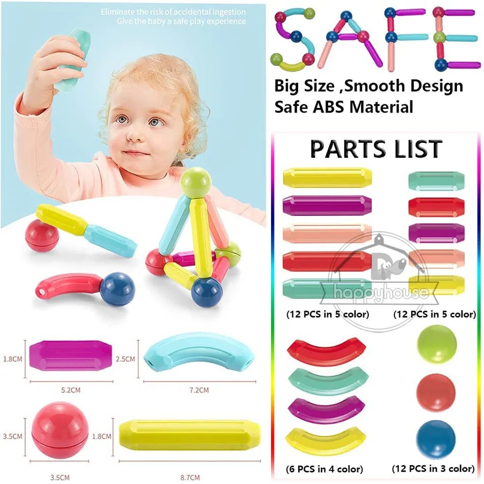 Magnetic Building Sticks & Balls Set | STEM Toy for Toddlers & Kids - Katchy Vibez