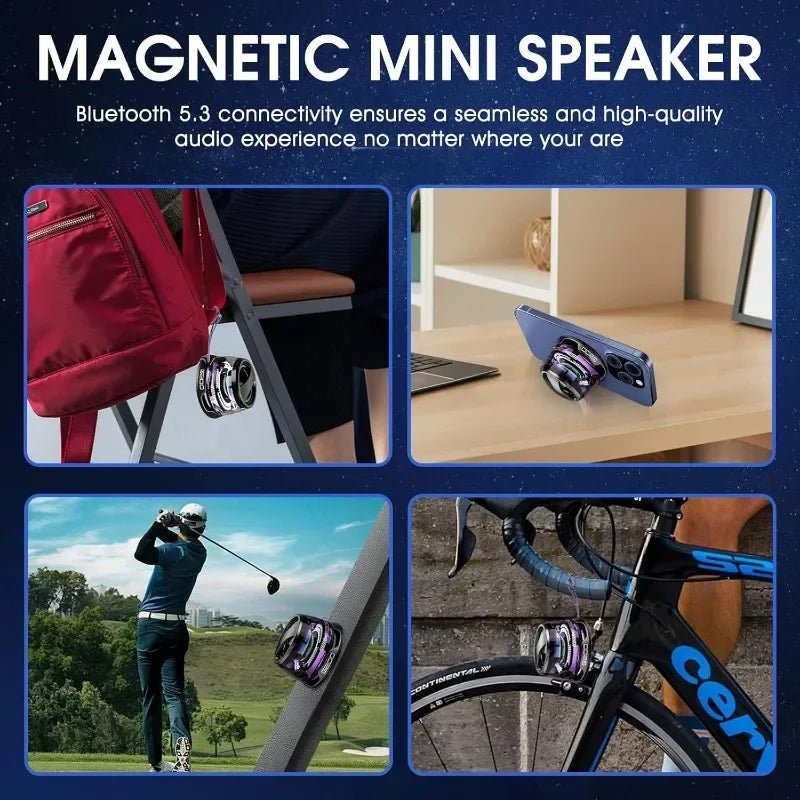 🔗Magnetic Mini Bluetooth Speaker – RGB Light, Bass Boost, Phone Stand & Travel - Ready - Katchy Vibez