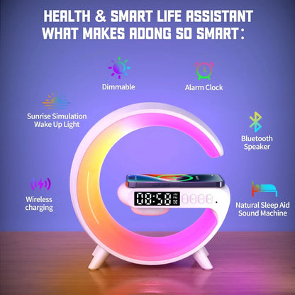 Mini Wireless Charging Bluetooth Speaker | 15W Fast Charge, Alarm Clock & Ambient Light - Katchy Vibez