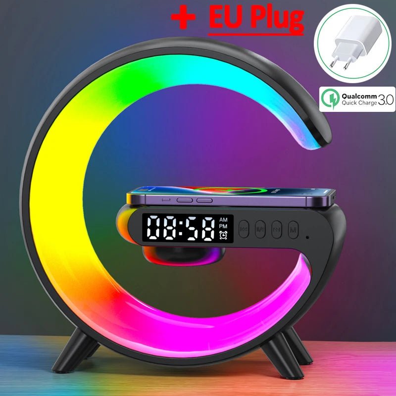 Mini Wireless Charging Bluetooth Speaker | 15W Fast Charge, Alarm Clock & Ambient Light - Katchy Vibez